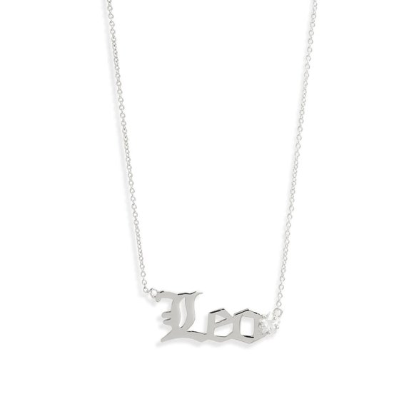 NEW Melinda Maria Zodiac Script Pendant Leo Necklace Silver